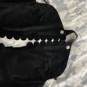 Black split cowhide Scalloped Suede western chaps